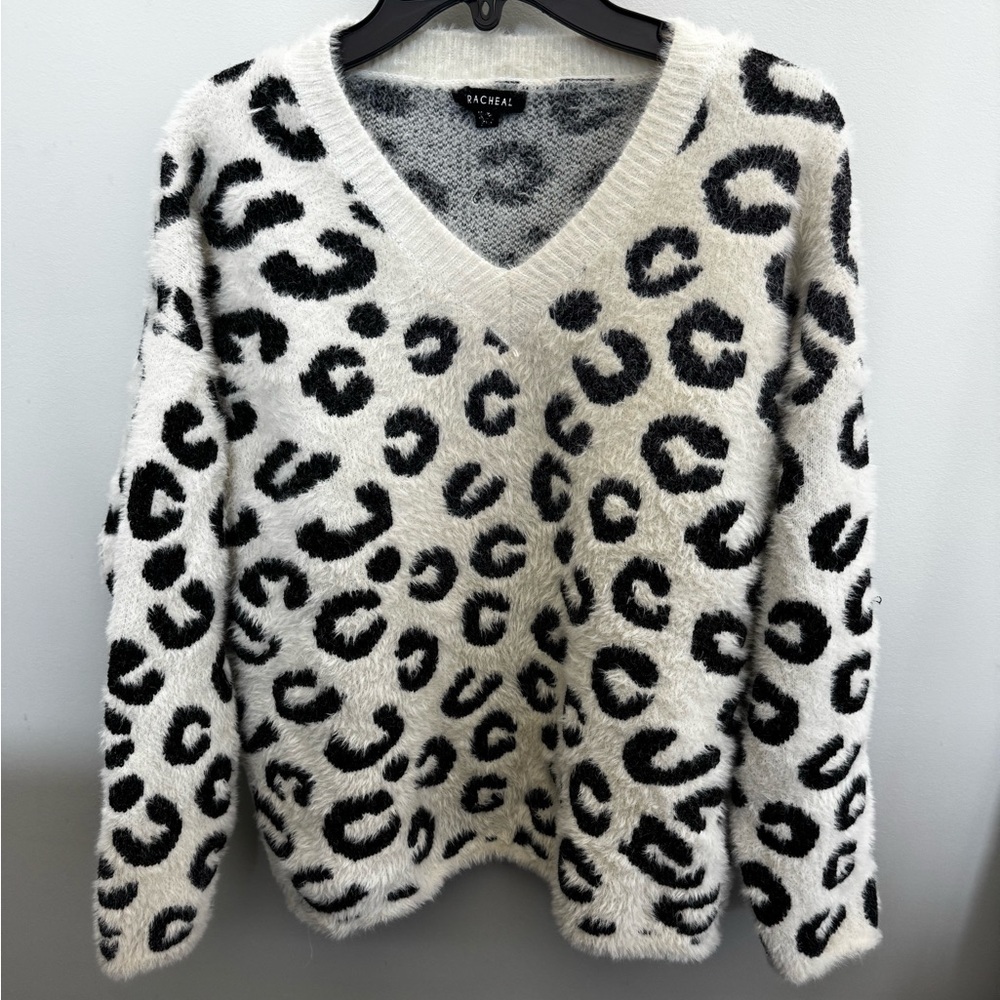 Women's Black and White Leopard Sweater